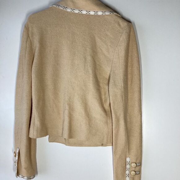 St. John Collection Beige Gold Button Cardigan Jacket Size 10 Elegant Knit - Picture 6 of 16